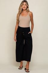 Black Drawstring Wide Leg Maternity Pants