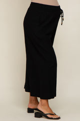 Black Drawstring Wide Leg Maternity Pants