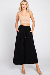 Black Drawstring Wide Leg Maternity Pants