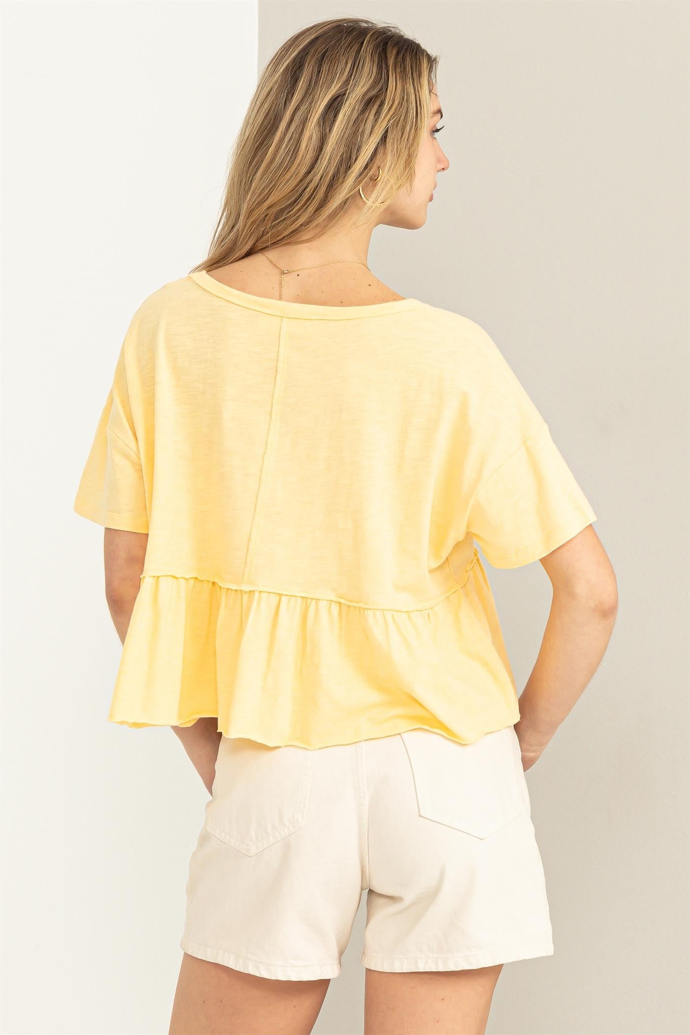 Yellow Sweetheart Short Sleeve Babydoll T-Shirt