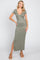Light Olive Basic Ribbed Side Slit Midi Dress