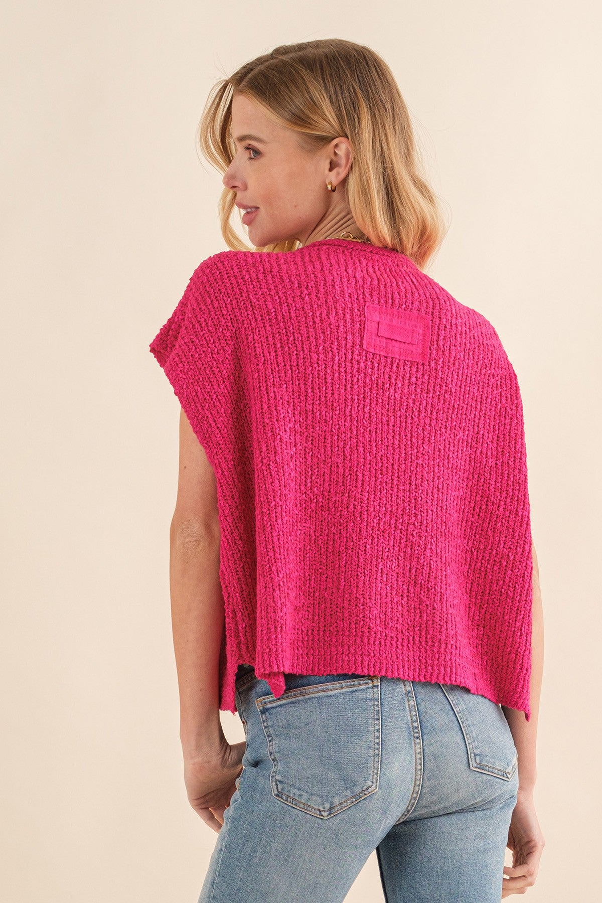 Fuchsia Patch Sleeveless Sweater