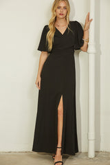 Black Maxi Dress With Front Tie
