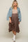 Brown Pleated Maternity Midi Skirt