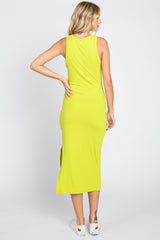 Lime Sleeveless Ribbed Midi Dress