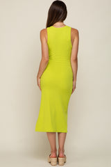 Lime Sleeveless Ribbed Maternity Midi Dress