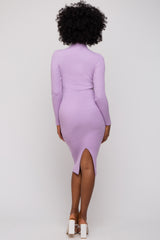 Lavender Cutout Fitted Knit Dress