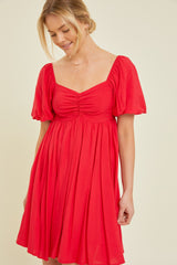 Red Puff Sleeve Dress