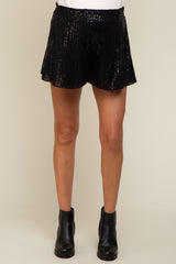 Black Sequin Maternity Shorts