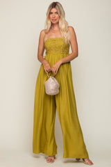 Lime Lace Strapless Maternity Wide Leg Jumpsuit