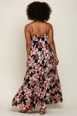 Black Floral Square Neck Tiered Maxi Dress