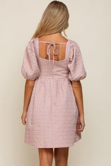 Light Pink Textured Pleated Maternity Dress