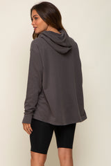 Charcoal Cowl Neck Maternity Hooded Sweatshirt