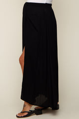 Black Side Slit Maternity Maxi Skirt