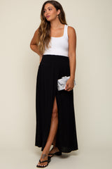 Black Side Slit Maternity Maxi Skirt