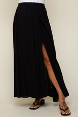 Black Side Slit Maternity Maxi Skirt