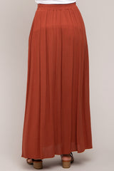 Rust Side Slit Maxi Skirt