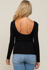 Black Long Sleeve Scoop Back Maternity Top