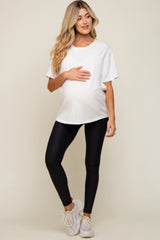 Black Faux Leather Effect Maternity Active Leggings