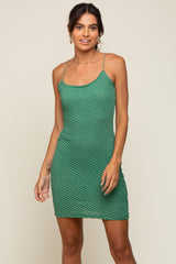 Green Texture Knit Maternity Dress