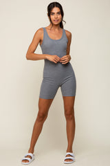 Charcoal Sleeveless Ribbed Bodysuit