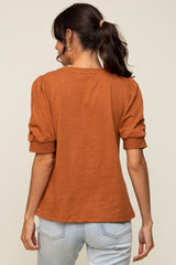 Rust Puff Sleeve Top