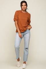 Rust Puff Sleeve Top