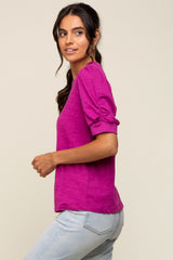 Fuchsia Puff Sleeve Top