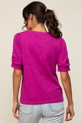 Fuchsia Puff Sleeve Top