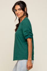 Hunter Green Puff Sleeve Top