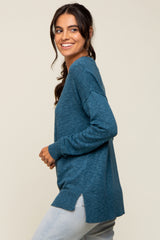 Teal Knit Long Sleeve Top