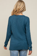 Teal Knit Long Sleeve Maternity Top