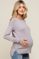 Heather Grey Knit Long Sleeve Maternity Top