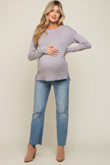 Heather Grey Knit Long Sleeve Maternity Top