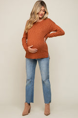 Rust Knit Long Sleeve Maternity Top