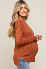 Rust Knit Long Sleeve Maternity Top