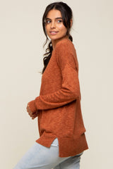 Rust Knit Long Sleeve Top