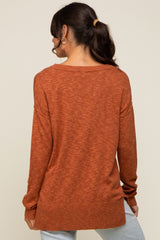 Rust Knit Long Sleeve Top