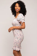 Mauve Floral Smocked Mini Dress