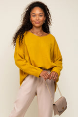 Yellow Dolman Sleeve Side Slit Maternity Sweater