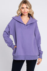 Purple Collared Maternity Pullover