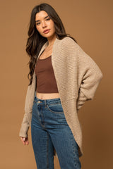 Beige Open Knit Dolman Sleeve Maternity Cardigan