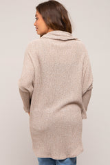 Beige Open Knit Dolman Sleeve Maternity Cardigan