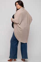 Beige Open Knit Dolman Sleeve Maternity Plus Cardigan