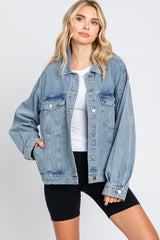 Light Blue Oversized Maternity Denim Jacket