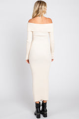 Ivory Off Shoulder Maxi Sweater Dress