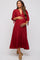 Burgundy Striped Tiered Maternity Midi Dress