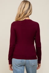 Burgundy Knit Long Sleeve Maternity Top