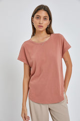 Rust Short Dolman Sleeve Top