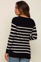 Black Striped Knit Long Sleeve Maternity Top